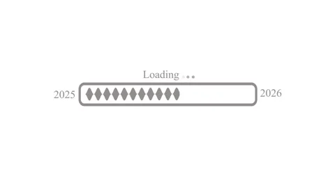 Loading Bar from 2025 to 2026 with Diamonds, Minimalist Loading Progress Ba.. Video stock 309965687