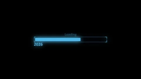 Loading bar with 2026 to 2027 text simple digital progress screen animation.. Stock Footage 340387810