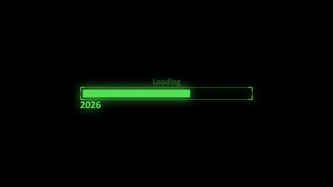 Loading bar with 2026 to 2027 text simple digital progress screen animation.. Stock Footage 340387823