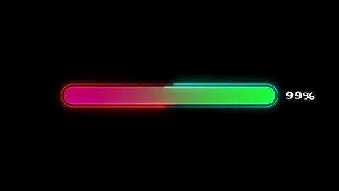 Loading bar 99 percent neon glow Stock Illustration