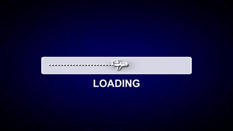 Loading bar with airplane icon on a dark blue background progress indicator Stock Footage 341129184