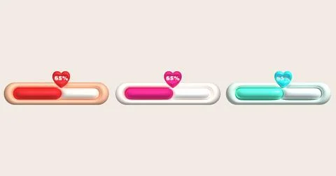 Loading bar and heart-shaped progress visualization Loading status collecti.. Stock Illustration