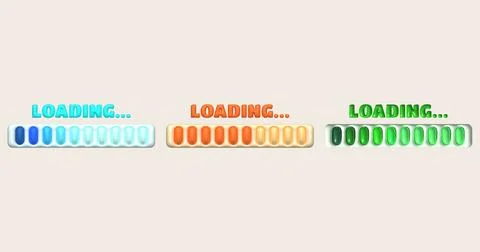 Loading bar and progress visualization Loading status collection Web design.. Ilustración de archivo