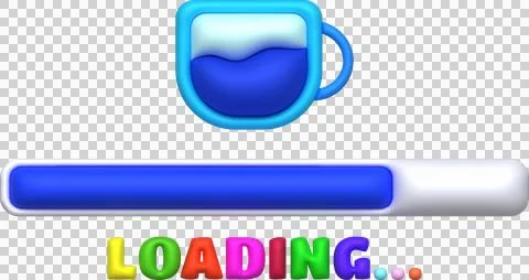 Loading bar and progress visualization in the form of coffee mugs. Loading .. Ilustração Stock