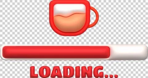 Loading bar and progress visualization in the form of coffee mugs. Loading .. 스톡 일러스트