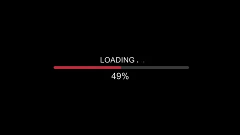Loading bar with animated progress percentage on black background for processing Stock Footage 338985618