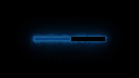 Loading bar animation with blue glowing effect on black background, futuris.. Stock Footage 336803585