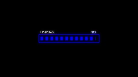 Loading bar animation with blue segments. Loading bar ninety six percent. L.. Stock Footage 337134559
