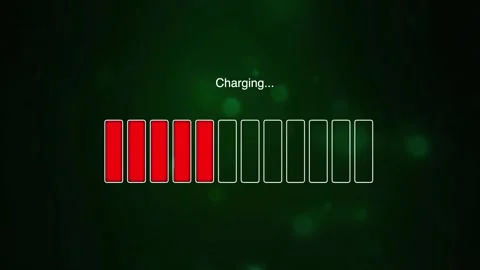 Loading bar animation with charging battery on green bokeh background Stock Footage 327575707