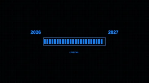 Loading Bar Animation Concept Transitioning from Year 2026 to 2027 Stock Footage 342300451