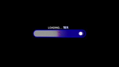 Loading bar animation with futuristic blue. Loading bar ninety six percent... Stock Footage 337134566