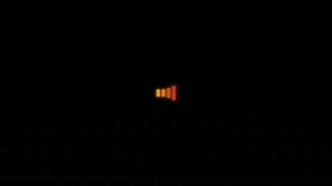 Loading bar animation with glowing orange bars pulsing on a dark grid Stock Footage 346332006