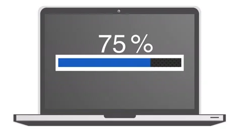 Loading bar animation on a notebook computer 4K-blue Stock Footage 48389225