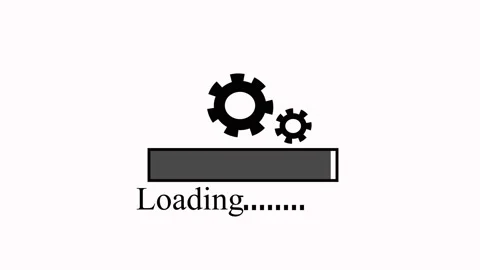 Loading bar animation with two digital gears. Loading bar white progress an.. Stock Footage 337619004