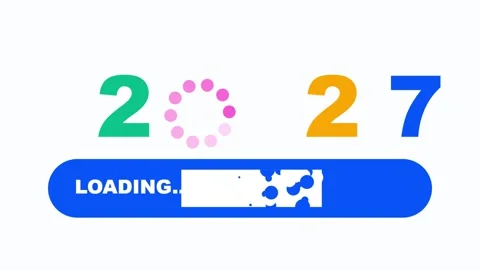 Loading bar animation with year 2027 countdown progress on minimalist white.. Stock Footage 346274412
