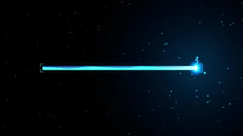 Loading bar with blue glowing energy light effect moving on dark space back.. Vidéo 343820865