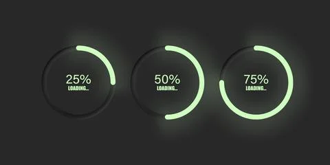 Loading bar circular neumorphic indicator. Light downloading process in mod.. 库存插图