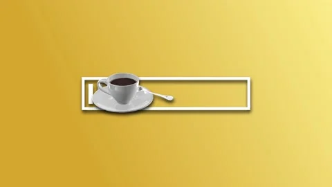 Loading bar complete power beeing processed on a coffee cup on yellow background Stock Footage 140191966