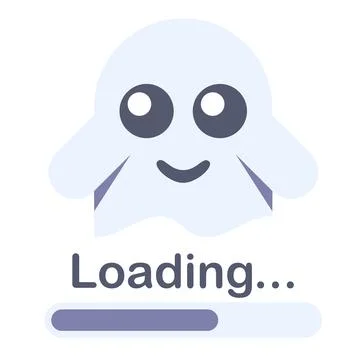 Loading bar with cute cartoon ghost. vector illustration Ilustración de archivo