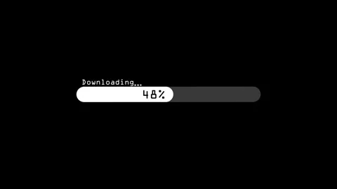 Loading bar downloading progress animation transfer 0-100 on black background. l 스톡 동영상 297946034