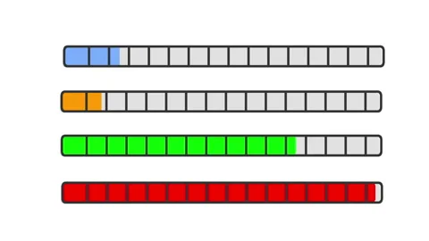 Loading bar equalizer colors download Filling emptying colors speeds Stock-Footage 309037604