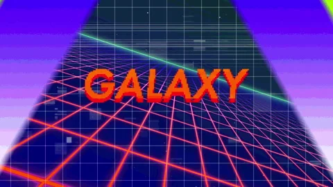 Loading bar filling LOADING text shifting to red GALAXY triangle logo cursor Stock Footage 311415892