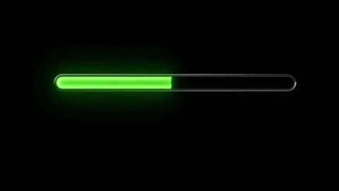 Loading bar graphic glowing bright green against a black background, Stock Footage 344944027