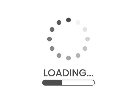 Loading bar icon on white backdrop. Load circle and line. Progress visualizat Stock Illustration