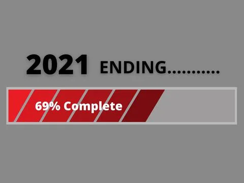 A loading bar indicating the percentage of completion for the ending of year Stock Photos