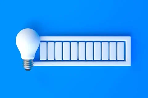 Loading bar with light bulb on blue background Stock Illustration