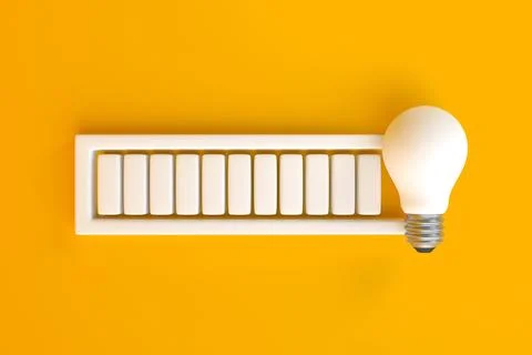Loading bar with light bulb on yellow background Stock Illustration