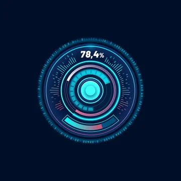 Loading bar neon dial, car speed counter interface Stock Illustration