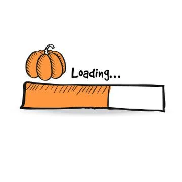 Loading bar with orange pumpkin, squash. Autumn, fall concept. UI icon for Illustrazione stock