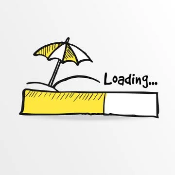 Loading bar with parasol on the beach, summer holiday concept, vector illustr Stock Illustration