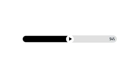 Loading  bar with a play icon, count zero to hundred black color animation Video stock 299182642