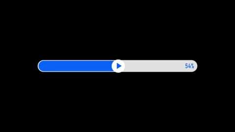 Loading  bar with a play icon, count zero to hundred blue color animation Video stock 299182646