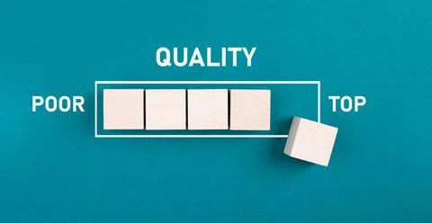 Loading bar, poor to top quality, evaluation and feedback concept, exellen... Foto stock