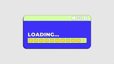 Loading bar process neo brutalism popup UI window animation Stock Footage 333111820