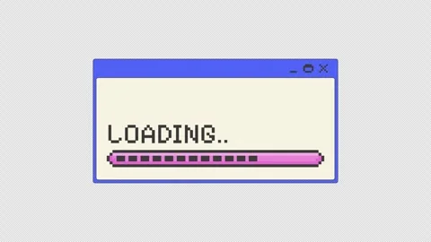Loading bar process pixel art pop-up window UI overlay animation Stock Footage 333308993