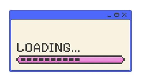 Loading bar process pixel art popup window UI overlay Stock Illustration