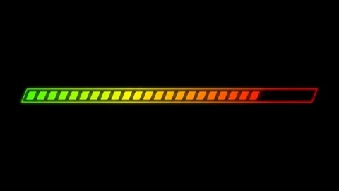 Loading Bar Progress Animation Green to Red Neon HUD Status Indicator 4K Loo Stock Footage 329360838