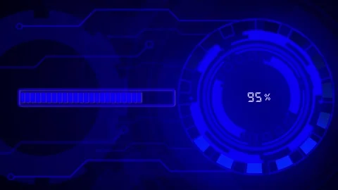 Loading bar progress circle animation pauses at forty nine percent loops. B.. Stock Footage 341129224