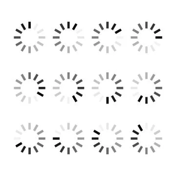 Loading bar progress icon step by step. Webside set symbol round loader Stock Illustration