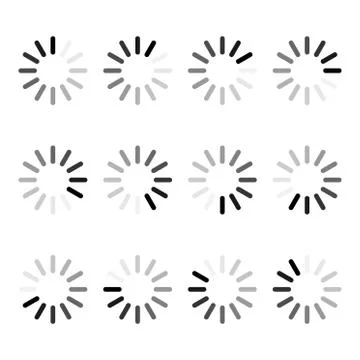 Loading bar progress icon step by step. Webside set symbol round loader Stock Illustration