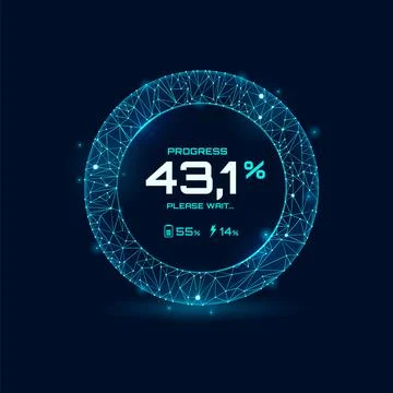 Loading bar progress neon dial, speed dashboard Stock Illustration