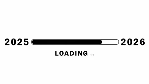 Loading bar progresses from 2025 to 2026, the transition into a new year Stock Footage 335993648