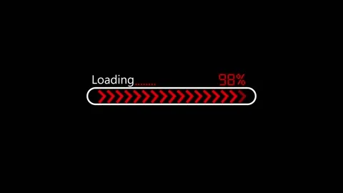 Loading bar with red chevron progress and percentage. Loading bar for syste.. Stock Footage 337815724