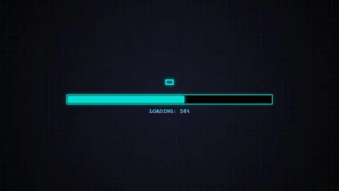 Loading Bar Scene with Futuristic Elements and Neon Glow in Dark Grid Backg.. Stock Footage 346909374