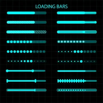 A loading bar. A set of download indicators. Graphic display. illustration Stock Illustration