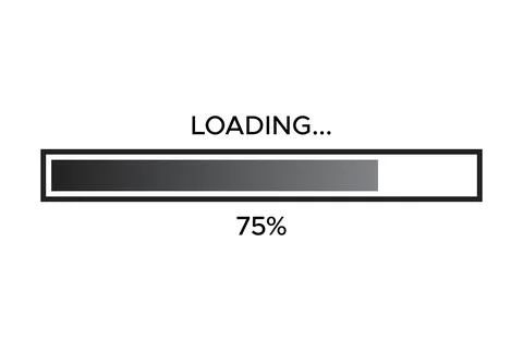 Loading bar showing 75 percent completion with gradient effect Stock Illustration